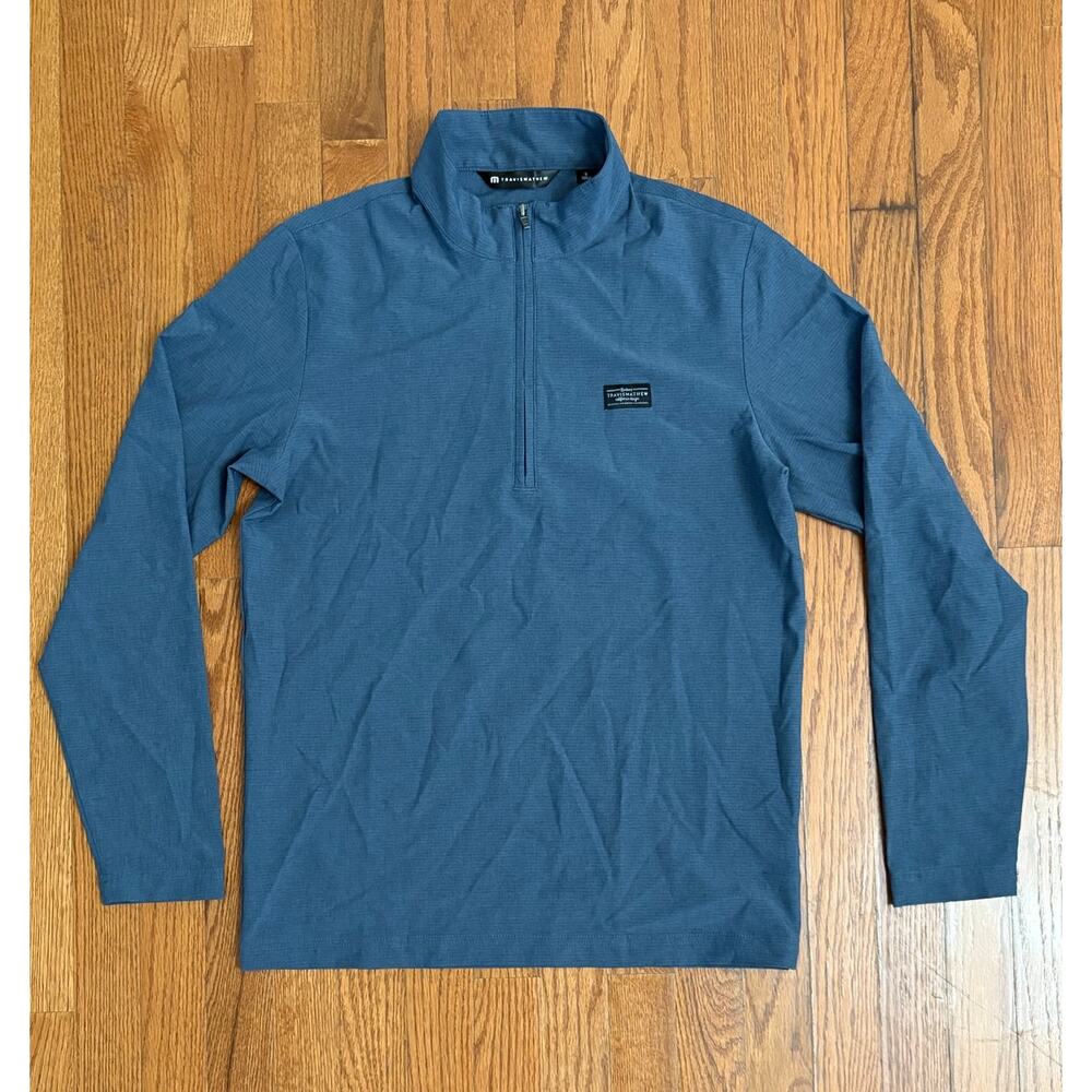 TravisMathew Mens Small Blue Heathered‎ Quarter Zip Pullover Golf Activewear S